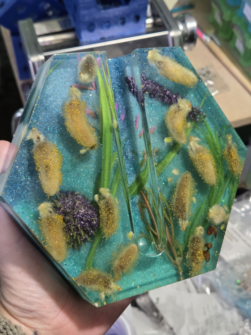 Handmade Resin Propagation Stand Ft. Dried Williow & Flowes 1 Of A Kind.
